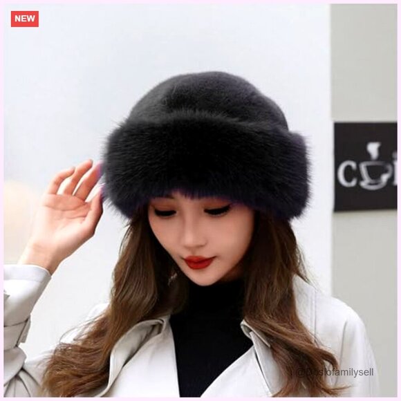 Faux Mink Fur Winter Beret Hat Adjustable 56-60cm Women\'s Warm Accessory